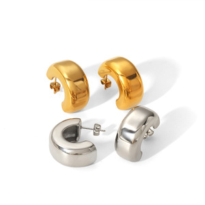 <b>Cuff</b> <b>Earrings</b> Geometric C Shape 18K Gold Stainless Steel Fashion Jewelry - Product Image 5