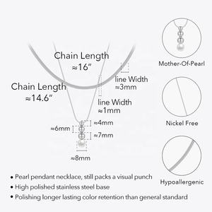 Joyería de acero inoxidable chapado en oro de 18 quilates PVD, cadena de serpiente de doble capa, bola de acero, colgante de perla para mujer, collar de regalo P233395 - Product Image 2