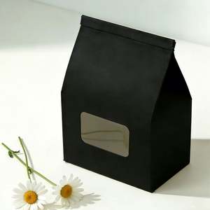 Bolsas de Papel Kraft Negras Personalizadas con Ventana Transparente y Cierre Autoadhesivo para Pasteles, Bocadillos y Aplicaciones Similares - Product Image 5