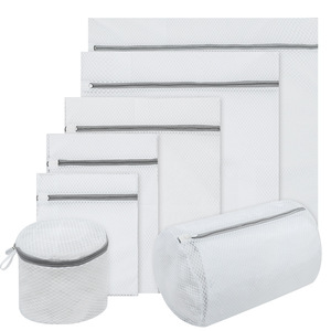 Bolsa de lavandería de malla de nido de abeja engrosada con cremallera, organizador de ropa rectangular de poliéster para lavado y cuidado en lavadora, para baño - Product Image 5