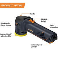 MAXXT Promotion Mini Polisseuse de Voiture Double Action 720W 75mm 60Hz pour Guidon et Rétroviseur