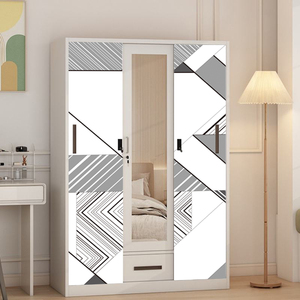 Armoire en acier durable avec <span class=keywords><strong>porte</strong></span> <span class=keywords><strong>coulissante</strong></span> et tiroir avec <span class=keywords><strong>miroir</strong></span> pour la chambre à coucher - Product Image 1