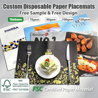 Napperons en papier imprimés sur mesure, jetables, format A3, pour hôtels, restaurants, plateaux, et menus de table.