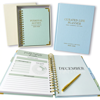 Agenda annuel OEM 2026, ensemble cadeau spirale, logo personnalisé, couverture rigide avec dorure à chaud, objectifs quotidiens, hebdomadaires et mensuels, suivi de l'humeur, intercalaires à onglets