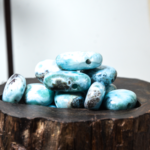 Ciondolo Aita in <span class=keywords><strong>Larimar</strong></span> Naturale Blu Taglio a Pera 30mm, <span class=keywords><strong>Pietra</strong></span> Liscia Lucidata per Creazione Collane con Cordino in Pelle, Gioielli Fai da Te - Product Image 3