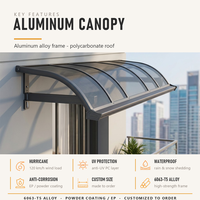 Auvent en aluminium minimaliste, design personnalisé, protection contre la pluie, fabrication sur mesure, fourniture directe d'usine