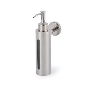工厂热卖200毫升壁挂式液体分配器瓶壁沐浴露皂液器不锈钢带金属皂泵