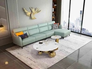 Muebles GCON, Sofá de Piel Sintética Resistente para Vestíbulo de Hotel con Chaise Longue, Venta al Por Mayor de Fábrica - Product Image 2