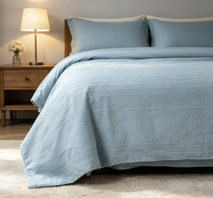 Jarapa Home 'Made Love' Manta de Verano Multiusos para Sofá, Diseño a Cuadros Blanco, Tejido Duradero de Poliéster/Algodón, Hecho a Mano en China (Azul) - Product Image 5