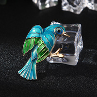 Nouvelle conception 2026 – Broche vintage en émail motif pêcheur d'eau bleu-vert – Épingle de revers oiseau