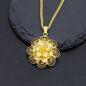 Collier pendentif plaqué or JXX pour femme, accessoires de bijoux en laiton en gros avec motif floral pour enfants - Product Image 3