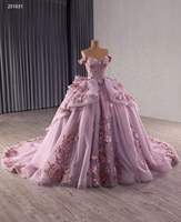 QUEENSGOWN Royal robe de bal à épaules dénudées lilas Tulle Empire Quinceanera avec appliques florales robe de soirée de bal formelle pour femmes