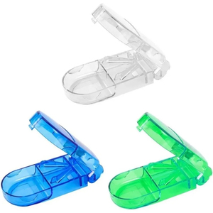 Rectangular Transparent Medicine Cutter <b>Small</b> Pill Tablet Cutter With <b>Storage</b> Compartment <b>Box</b> Medicine Organizer - Product Image 1