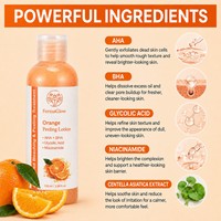 Lotion exfoliante professionnelle Orange AHA BHA à l'acide glycolique et à la niacinamide pour éliminer les peaux mortes, éclaircir et blanchir la peau du corps