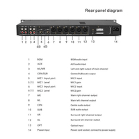 Préampli de karaoké professionnel, processeur audio KX1800 avec DSP 5.1, réverbération, anti-larsen et égaliseur pour système de karaoké à domicile et de scène