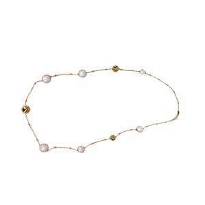 Beautiful Women's 316L Stainless Steel PVD Gold Plated Faux Pearl Round AA Grade Strand Necklace-CBBA-1325 for Everyday Wear - Product Image 2