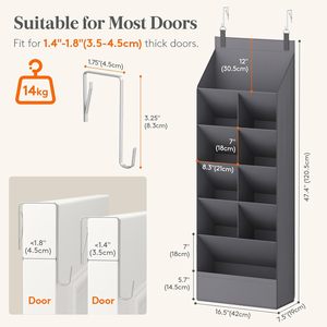 6 Tier Over The Door <b>Shoe</b> Organizer 11 Pockets Gray Hanging <b>Shoes</b> Shelf For Closet Dorm Storage - Product Image 2