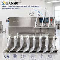 Machine de remplissage multi-stations BANMO à quatre têtes avec pompe à engrenages, rail coulissant, buse élévatrice, commande CNC, en acier inoxydable, 220V