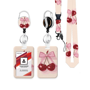 Heavy-duty <b>ID</b> card <b>holder</b> with retractable badge roll clip and detachable lanyard, vertical <b>ID</b> card <b>holder</b> wholesale. - Product Image 5