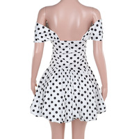 Mini robes creuses sexy à pois blancs et noirs pour femmes