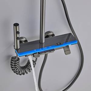 Juego de <span class=keywords><strong>ducha</strong></span> termostática de anodización Digital LED de lujo contemporáneo, grifo de <span class=keywords><strong>ducha</strong></span> de aluminio montado en la pared - Product Image 2