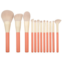 Pinceau Eyeliner en poudre contour personnalisé OEM 12 PCS Pinceau de maquillage en cheveux synthétiques Sac d'outils pour le maquillage des joues fond de teint visage