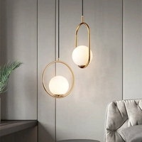 Lampes suspendues au plafond simples nordiques modernes, lustres à suspension globe en verre doré, suspension réglable