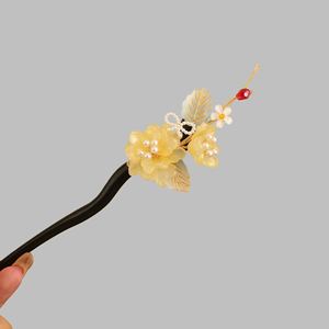 Palillos de madera para el cabello con perlas y borlas, horquillas chinas Hanfu, accesorios para el cabello, decoración para moños de señora de hadas, joyería para el cabello, regalos. - Product Image 3