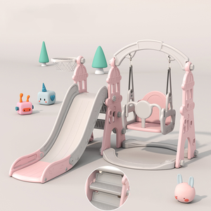 Parco Giochi da Interno in HDPE Casetta per Bambini 5 in 1 Set Altalena Combinato per Bambini con <span class=keywords><strong>Scivolo</strong></span> Canestro da Basket e Porta da Calcio - Product Image 5