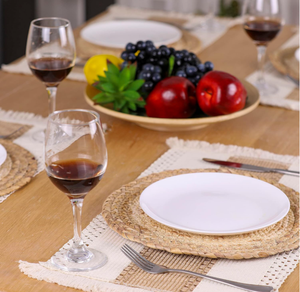 Ensemble <span class=keywords><strong>de</strong></span> napperons <span class=keywords><strong>de</strong></span> style ferme Boho faits à la main 6 tapis <span class=keywords><strong>de</strong></span> <span class=keywords><strong>table</strong></span> tissés en paille d'eau tissés décor en <span class=keywords><strong>macramé</strong></span> pour - Product Image 2