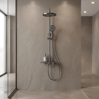 Système de douche thermostatique mural en laiton chromé pour hôtel, avec douchette à main, barre coulissante et haute pression, pour salle de bain complète