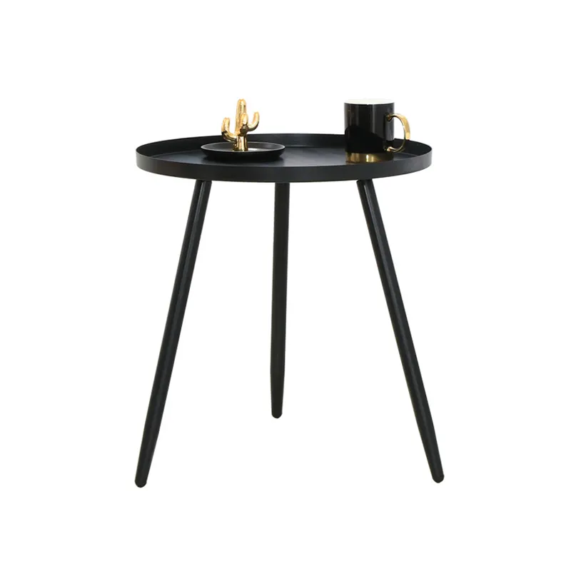 Small Black Metal End Table Round Indoor Coffee Tea Side Table Durable Designed Small Modern Italian Elegant Coffee Table