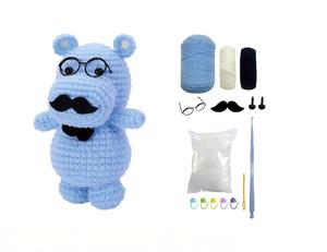 Kit de couture au crochet Hippopotame Gentleman DIY pour débutants, kit de tricot Amigurumi, matériel en polyester, à partir de 7 ans, marque <span class=keywords><strong>VOSAN</strong></span> - Product Image 3