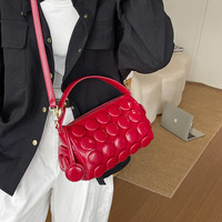 Sac Boston tendance à pois 3D pour femme, sac à bandoulière unique à texture bulle avec longue sangle, joli sac à main en cuir PU