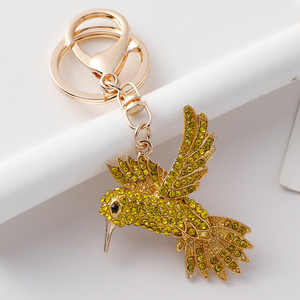 Licht luxe creatieve kolibrie strass metalen sleutelhanger kleine hanger dier vogel sieraden accessoires sleutelhanger - Product Image 2
