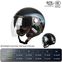 Casco Abierto BEON BR20 con Carcasa de Fibra de Carbono, Doble Visor Anti-UV, Homologado ECE, Estilo Harley, para Todas las Estaciones