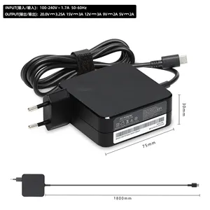 65W 20V 3.25A新しいType-C EU UK USプラグ充電器USB-Cラップトップ電源ACアダプター壁充電器Lenovo ADLX65YDC2A用