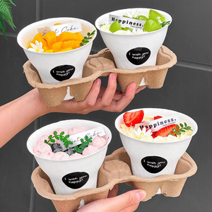 Tazón de Pulpa Biodegradable de Alta Gama de 360 ml con Tapa Transparente, Doble Recubrimiento de PE para una Presentación Premium de Postres - Product Image 2