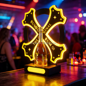Custom LED Bumbu Rum Bottle Presenter, Luminous X-Shaped <b>Wine</b> Holder for Nightclub VIP Service - Product Image 3