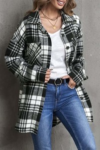Neues Design Loose Plaid Woolen Flanell Jacke Herbst Cazual Woman Shirt Mantel <span class=keywords><strong>Blazer</strong></span> - Product Image 5