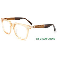 Nouvelles lunettes optiques carrées à monture complète en acétate, bois et métal pour hommes, motif uni, lunettes pour adultes, mode, usage quotidien
