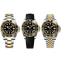 Montre de sport de luxe personnalisée avec logo, Premium, pour l'extérieur, Pearl DG5833 GMT automatique, classique, étanche, dorée, pour homme
