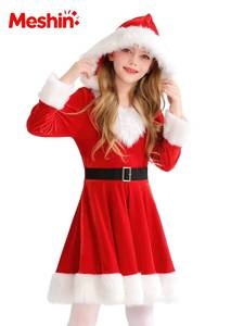 Nuevo Disfraz de Santa Claus con Capucha de Terciopelo para Niñas, Vestido de Navidad para Fiestas Infantiles, Poliéster MS, Actualización 2026 - Product Image 2