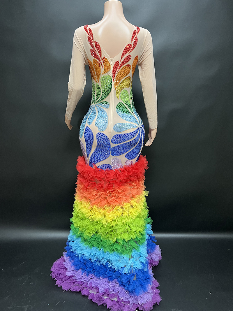 Worst Prom Dresses Rainbow Diamonds Dress Elegant Women's Evening Gown