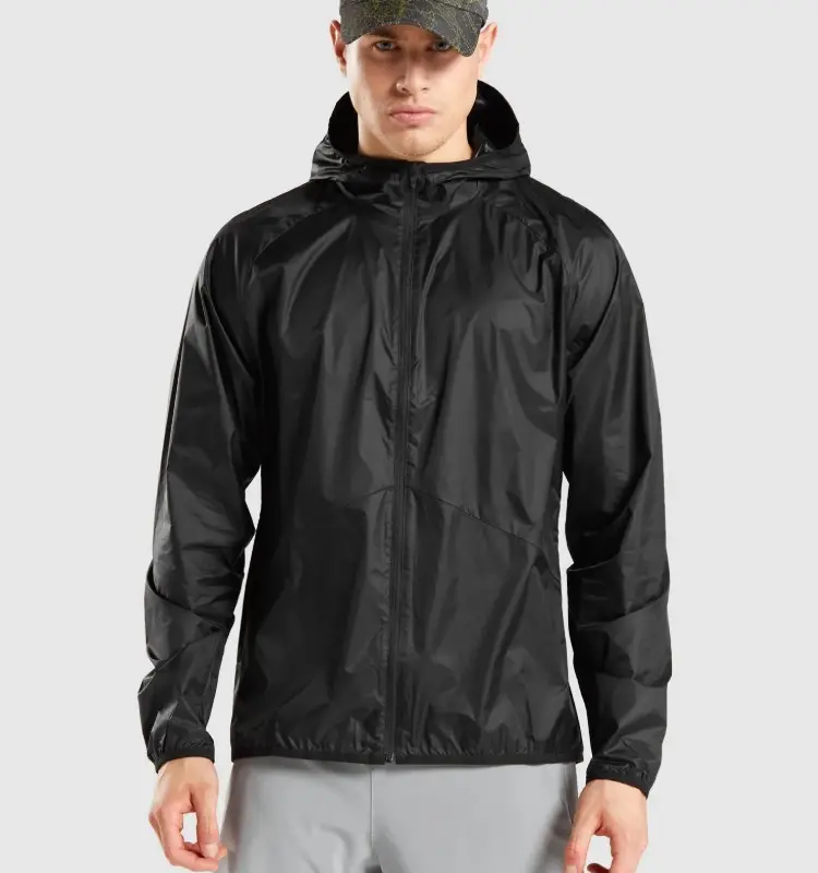 Veste imperméable pour hommes, coupe-vent léger en nylon, fermeture éclair complète, personnalisée, décolleté haut, résistant à la pluie