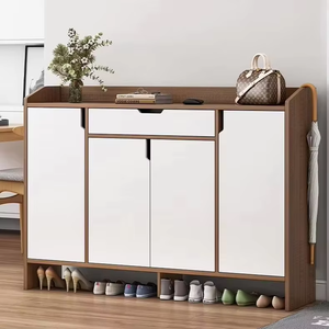 Meuble à chaussures en bois fonctionnel, élégant, durable, moderne et minimaliste avec tiroir et crochet porte-parapluie, idéal pour les entrées de maison - Product Image 1