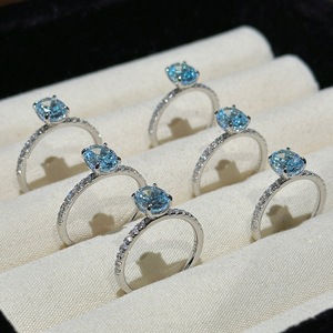 Anillo de Diamante de Alto Contenido de Carbono con Corte de Flor de Hielo para Mujer, Plata de Ley S925, Azul Marino, Huevo de Paloma del Tesoro, Apilable Personalizado, CNAS - Product Image 1