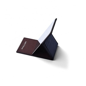 Custom Dressing Presents Small Foldable Black Pu Leather Stainless Steel Cosmetic <b>Mirror</b> - Product Image 3