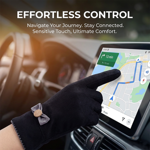 <span class=keywords><strong>Gants</strong></span> tactiles pour femmes en daim d'hiver avec nœud mignon - Product Image 2