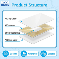 213 Tarjetas NFC Pasivas Tipo 2, PVC en Blanco, Memoria de 144 Bytes, UID de 7 Bytes, Contraseña de 32 Bits, Anti-Colisión, Compatibles con NFC